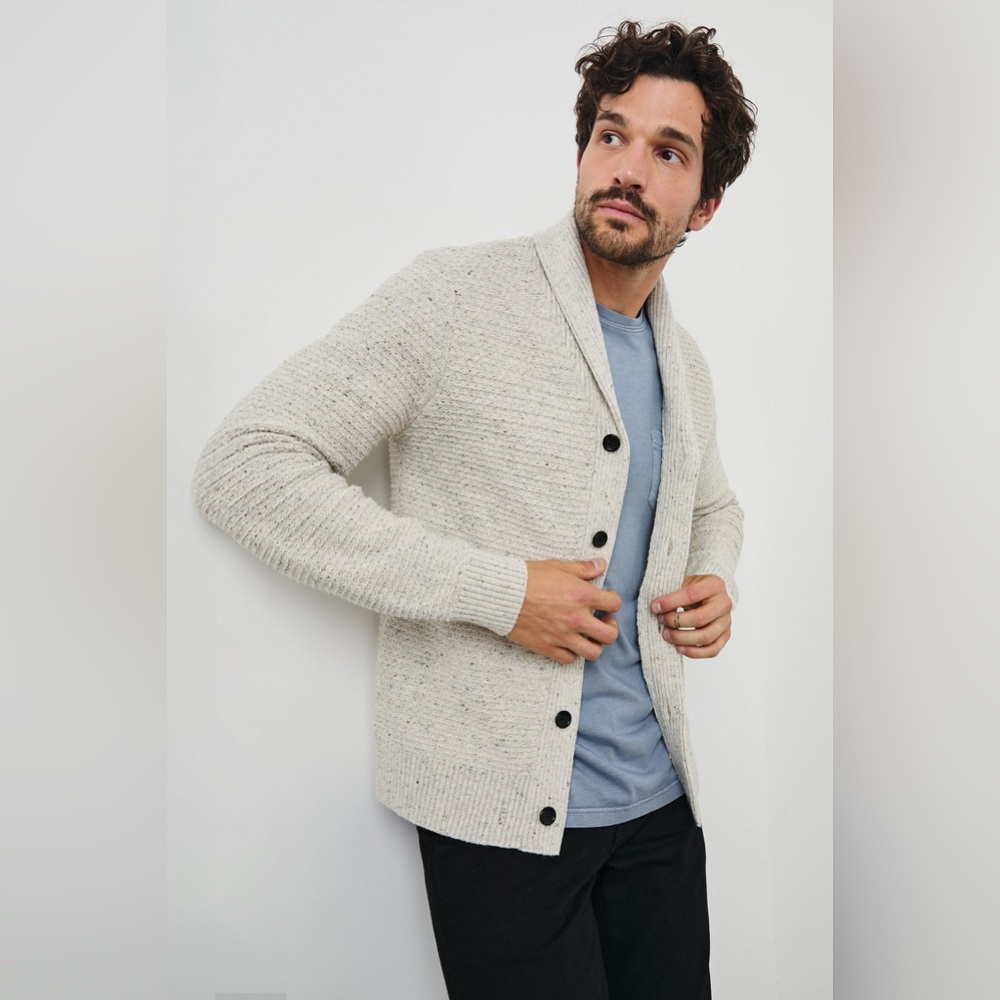 RAILS Shepley Shawl Cardigan Knit Sweater Natural Oat Mens Size Large
